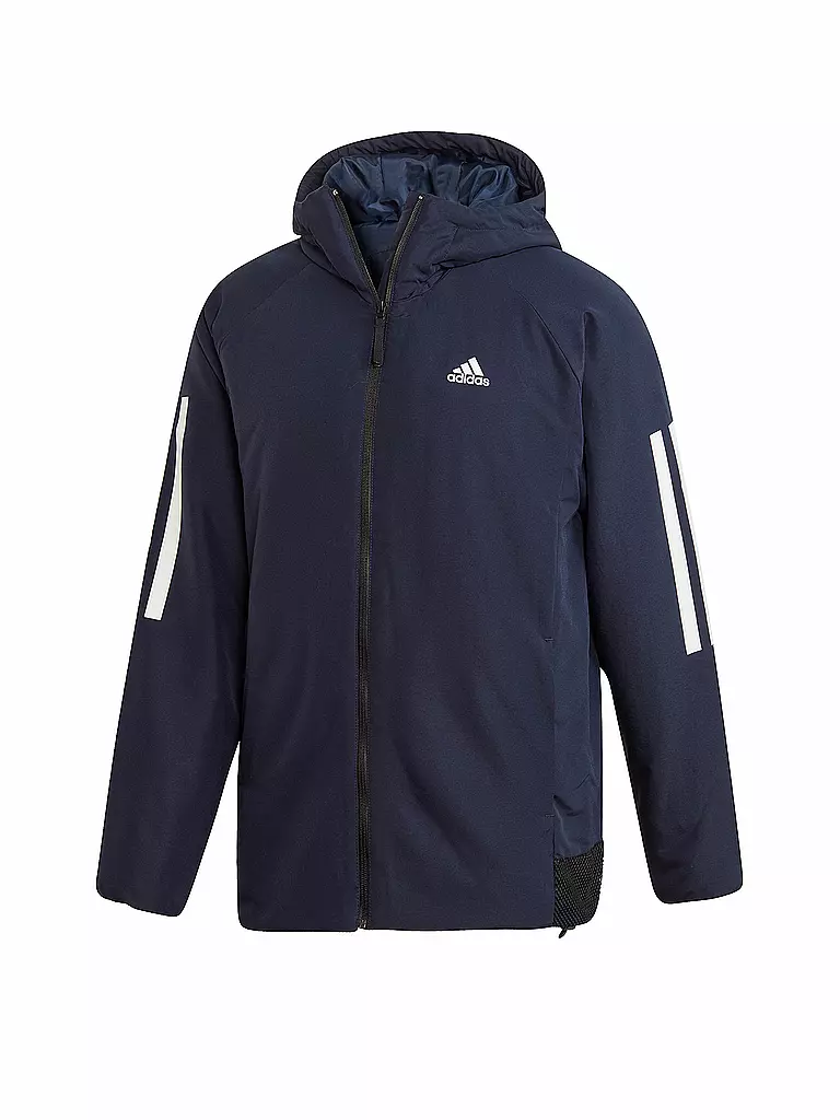 ADIDAS Herren Winterjacke Back to Sports 3 Streifen Hooded blau